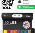 Black Kraft Paper Roll 24" x 2160" (180 feet) - USA-Made Quality Black Paper 50lb Thickness for Packing, Moving, Shipping & Crafts/Arts - 100% Recyclable Natural Wrap Material by IDL Packaging