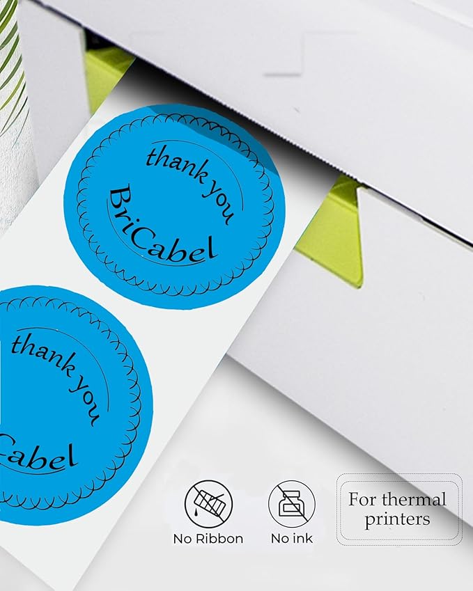 2 Inch Blue Round Thermal Labels,600 Labels/Roll Self-Adhesive Circle Inventory Stickers, Multi-Purpose Round Roll Thermal Printing Stickers for Business and Domestic Use