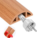 MYFAMIREA 3.3FT Floor Cord Cover for Wire Self Adhesive Cable Cavity Management PVC Extension Cord Hider Power Floor Wire Protector Cover Prevent Cable Trip for Office Home Outdoor (Brown Wood 1.18'')