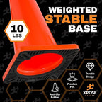 Xpose Safety 36 Inch Orange Traffic Cones with 6" & 4" Collars, 48-Pack - Multipurpose PVC Plastic Safety Cone for Parking, Soccer, Caution, Kids and Construction - DOT Approved