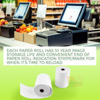 (30 Rolls) 3 1/8" x 190' Thermal Paper, POS Receipt Paper for Retail Business Cash Register, Fits Most Credit Card Terminal