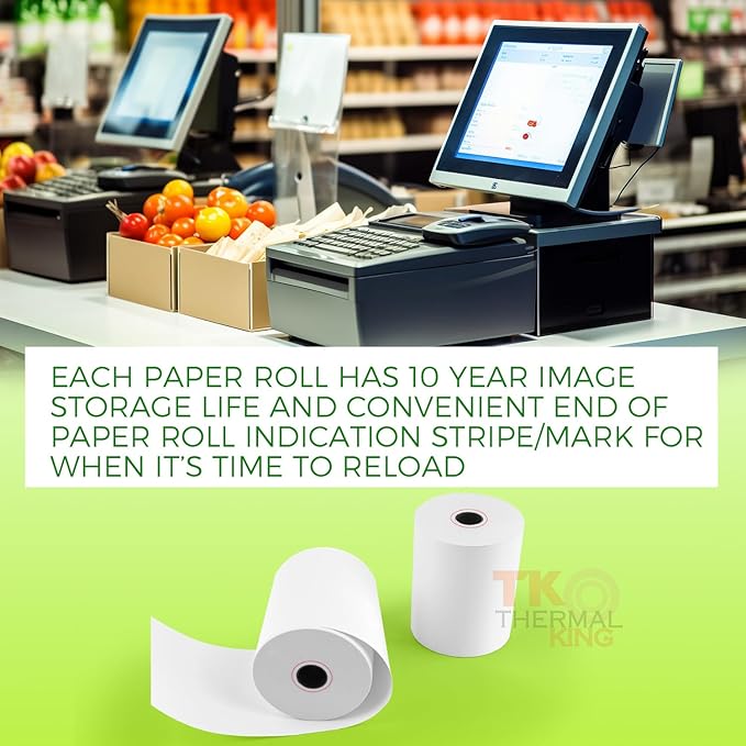(10 Rolls) 3 1/8" x 190' Thermal Paper, POS Receipt Paper for Retail Business Cash Register, Fits Most Credit Card Terminal