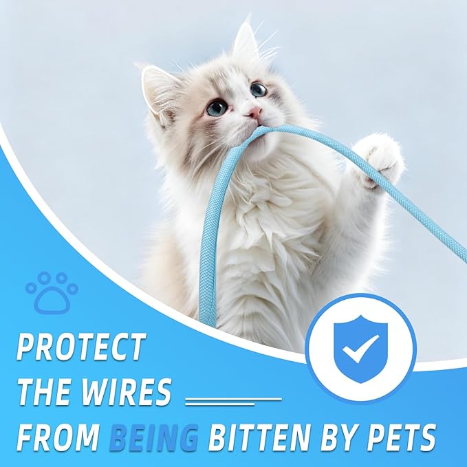 Automotive Wire Loom Tubing, Split Braided Cord Protectors from Pets No Chew, Flexible Cable Sleeve Cable Management for TV/Computer/Electric Wires (Sky Blue, 1/2"-10ft)