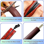 3.3ft Self Adhesive Floor Cord Cover,Heavy Duty Soft PVC Cable Protector and Extension Cord Hider,Cord Management System to Hide Wires on Floor,Cable Cavity:0.61" (W) x 0.32" (H) Brown