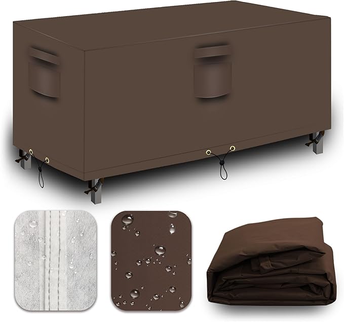 Heavy Duty Patio Furniture Covers Waterproof, 600D Outdoor Furniture Cover Waterproof for Sectional Sofa Couch, Outdoor Dining Table and Chair Set Covers 98''L x 78''W x 32''H, Brown
