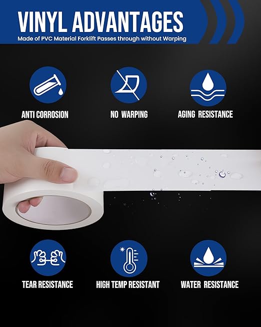 Lichamp 12 Rolls Vinyl Tape, Premium Safety Marking and Traffic Floor Marking Tape, Social Distancing, 2 Inch x 36 Yards per Roll, 432 Total Yards, White