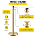 VEVOR Velvet Ropes and Posts 6 Pcs Red Velvet Rope 5 ft, Stanchions Solid Base with Ball Top, Crowd Control Barriers Gold Stanchions, Red Carpet Poles, Crowd Control Ropes and poles for Party Supplies