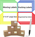 6" x 4" Large Moving Labels for Boxes, Packing Supplies for Moving Color Coded Blank Labels Stickers for Home Organization Projects, Kitchen, Storage Bins, Permanent Adhesive