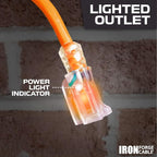 Iron Forge Cable 12 Gauge Extension Cord 10 ft, 12/3 SJTW 10 Foot Heavy Duty Extension Cord Outdoor 3 Prong, Weatherproof Orange Power Cable 15 Amp, Great for Major Appliances
