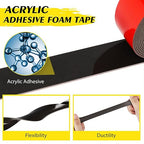 EMITEVER Double Sided Tape Heavy Duty 2 Rolls,Acrylic Foam Mounting Tape,Two Adhesive Tape,Waterproof & Strong Stick Tape,2 Strip for Home Office Decor,Black (EM023-FT25MM-16FT-US-N)