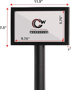 Crowd Control Warehouse Pedestal Standing Floor Sign Frame with Sloped Base, 7x11 Inch Horizontal, Polished Brass