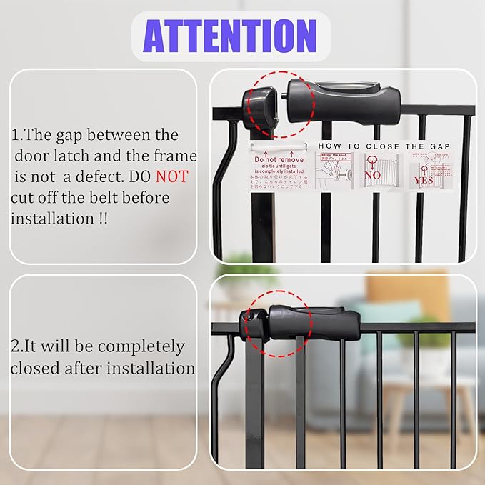 Walk Through Baby Gate 29-38.5 Inch Wide Openings Large Baby Gate for Stairs Tension Pet Dog Gates Indoor for Doorways No Drilling Pressure Mounted Pet Gates for Kids