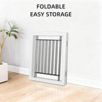 Dog Fence Indoor - 6-Panel Freestanding Dog Gate for Doorways, Hallways, House or Stairs -120x32-Inch Retractable Foldable Expandable Wood Pet by SFJC (White)