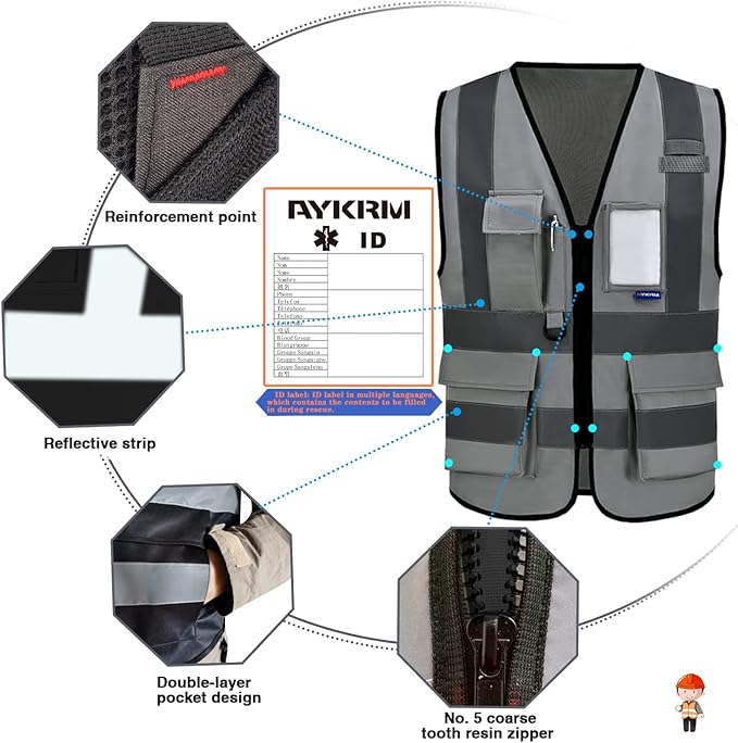 A-SAFETY XSmall grey manager vest work
