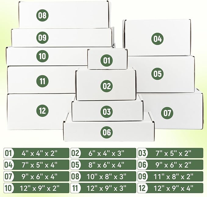 25 Pack 6"x4"x3" inch Small Shipping Boxes White Corrugated Cardboard Box for Small Business, Mailer, Shipping, and Packing