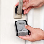 Iron Lock® Key Lock Box Portable with U-Shackle – Small Waterproof Heavy-Duty Metal Safe with 4-Digit Combination for Spare Keys Outside on Door Knob, Fence, or Gate (Grey, Small)