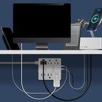 LIDER Outlet Extender with 6 Receptacles, USB-A and 2 USB-C, Ultra-Thin Flat-Plug with Cord Extender, 6-Outlet Power Strip, Slim Angled Design, Surge Protector, 1500 Joules, 5ft Cord, UL-Listed, White