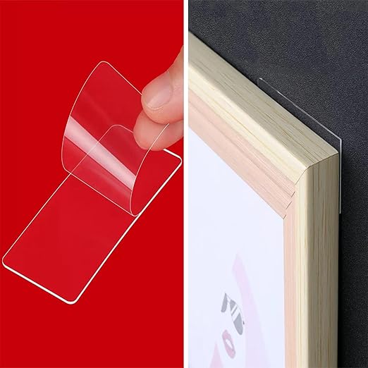 10PCS Double Sided Adhesive Pads for Mounting, Two Sided Pre-Cut Rectangle Tape, Double Sided Tape for Walls Hanging, 2 Sided Nano Wall Mount Heavy Duty Removable Clear, 3.62inch x 1.38inch