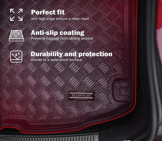 Rezaw-Plast Cargo Trunk Liner for Mercedes GLA X156 2014–2020 – Custom Fit Boot Mat, 1/16-Inch Thick, Waterproof All-Weather PE, Raised Edges, Anti-Slip, Odorless, Durable Black