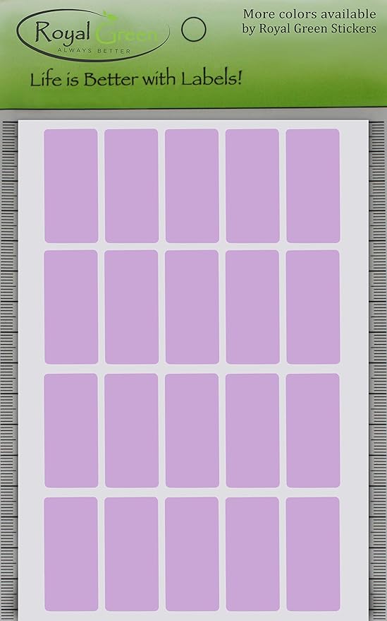 Royal Green Labels Rectangular Stickers Craft Adhesive in Pastel Purple 40mm x 19mm (1.57 inch x 0.75) Great for Envelope Seals - 300 Pack
