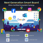 75" Smart Board Google EDLA-Certified 4K Interactive Whiteboard SmartBoard for Classroom & Office Business, Android 14 Touchscreen with 13MP AI Camera 8G RAM+64G ROM, 40-Points, Wall Mount Included
