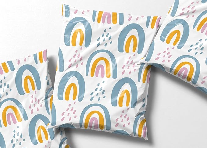 14x19 Poly Mailers – Boho Rainbow Design – Waterproof, Tear-Resistant Shipping Bags with Adhesive Seal – 100 Pack – Package Mint