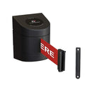 Crowd Control Warehouse - CCW Series WMB-220 Fixed Wall Mount Retractable Belt Barrier - 15 Foot, Red"Please Wait HERE" White Letters Belt with Black ABS Case