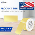 Perco Metallic Gold 3x5 Inch Perforated Sticker Labels — 500 Stickers Per Roll — with Permanent Adhesive for Product Labeling, Gift Boxes, Event Signage, Decorative Packaging & More — Made in USA