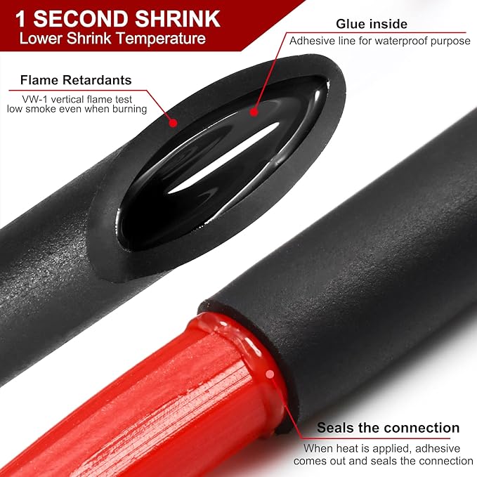 Chanzon 3:1 Ratio 1/4" (6.4mm) Heat Shrink Tubing - Marine Grade Waterproof Adhesive Lined - 8Ft Roll (2.5M Total Length) Blue Polyolefin Sleeving Wrap Shrinking 3 to 1 Ratio 1pcs