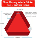 3 Pack Slow Moving Vehicle Triangle Sticker,8 x 7 inch Diamond Grade Reflective Slow Moving Vehicle Sign for Golf Cart Tractor UTV Waterproof,Self-adhesive Vinyl Sign for Easy Installtaion