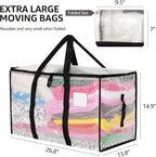 Moving Bags Heavy Duty Extra Large, Alternative for Moving Boxes & Moving Supplies,Clear Storage Bins with Lids, Plastic Packing Tote, Storage Bags for Clothes with Handles & Zippers(Clear, 10 Pack)