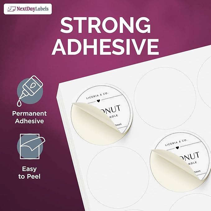 NextDayLabels - 2 Inch Round Circle Stickers - Matte White Blank Laser/Inkjet Printer Labels (20000 Labels, 1000 Sheets, 20 Per Sheet)