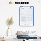 Hongri Plastic Clipboard with Pen Holder, Blue 8.5x11 Letter Size Clip Board for Classroom, Office, Students, Nurses and Women, Low Profile Clip, Size 12.5 x 9 in