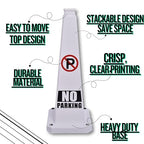 BESEA No Parking Cone 3 Pack, 28" No Parking Sign Cone with Weighted Base, White 4-Sided “ NO Parking” Warning Cone for Driveways Business Parking Lots Garages Indoor/Outdoor