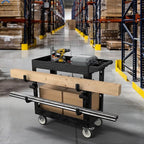 34"*17" Heavy Duty Utility Cart, 2 Shelf Plastic Rolling Cart Tool Cart with Ergonomic Handle 5" Swivel Casters 4 Hooks 1000lbs Capacity for Garage, Warehouse, Cleaning