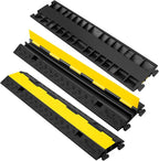 2 Channel 3 Pack Cable Protector Ramp Traffic Wire and Hose Ramp Cord Cover Heavy Duty Channels 11,000 lbs Load Capacity Cable Wire Ramps Speed Bump Driveway Cable Protective Cover