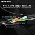 HUANCHAIN Indoor Outdoor Black Extension Cord 3 ft Waterproof, 16/3 Gauge Flexible Cold-Resistant Appliance Extension Cord Outside, 13A 1625W 16AWG SJTW, 3 Prong Electric Cable, ETL