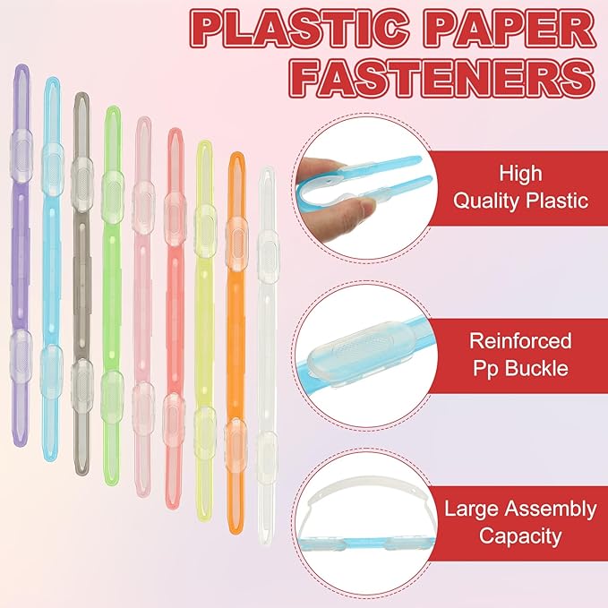 PATIKIL 20 Pcs Loose-Leaf Paper Binding Clamps, Yellow Plastic Paper Organizers Notebook Fasteners Reusable Prong Binder Clip for Home Office File Report Chart Documents