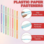 PATIKIL 20 Pcs Loose-Leaf Paper Binding Clamps, Yellow Plastic Paper Organizers Notebook Fasteners Reusable Prong Binder Clip for Home Office File Report Chart Documents
