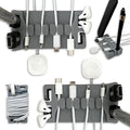 DeskBrick 2PK – Patented Non-Slip Steel-Weighted Desk Organizers & Cable Management Gadgets, Versatile Cord, Phone & Accessory Holders for Office, Home & Desktop – Best Gift for Men. Gray