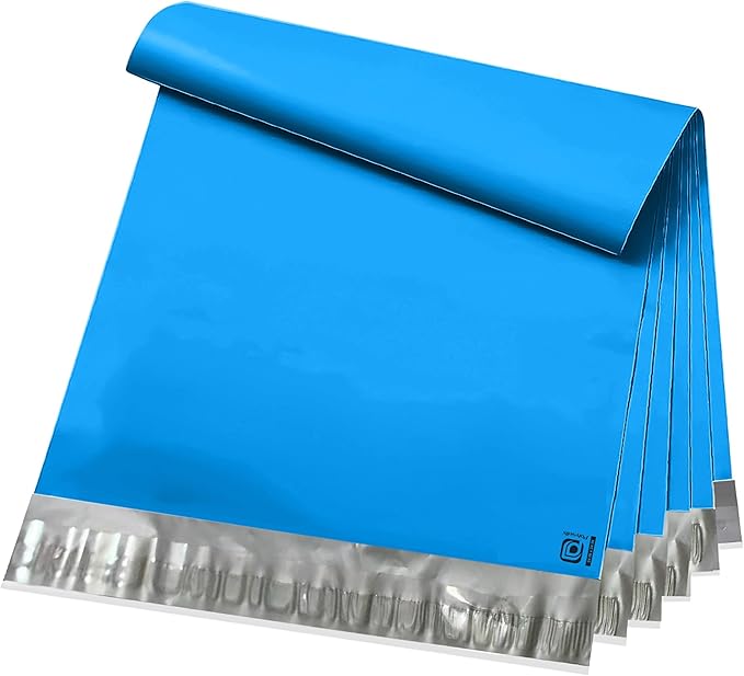 POLYSELLS 100 pcs 24x24 Inches Blue Poly Mailers Shipping Envelopes, Strong Adhesive Sealing, Waterproof, and Tear-resistant Postal Mailing Bags for Clothing, Books, and Accessories