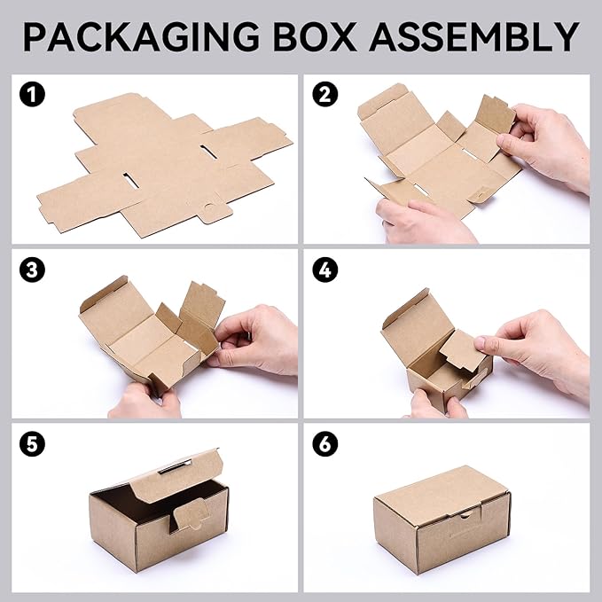 Small Shipping Boxes 3.5x2.2x1.6 Inches, 10-Pack Brown Corrugated Cardboard Boxes for Mailing, Storing, Gift Packaging