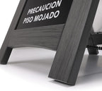 Premium Outdoor Composite Caution Wet Floor Sign – Bilingual w/Non-Skid Plastic Feet, Black Plate – For Hotels, Schools, Offices, Areas, Restrooms, Pool Decks - Grey (2 Pack)