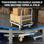 Heavy Duty Platform Truck, 2200 LBS Capacity with Reinforced Bottom Support, 2MM Thick Steel Flatbed with 6'' Swivel Brake Wheels, 36x24 Inch Foldable Push Cart Dolly