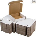50 Pack 4x4x1 Inches Small Shipping Boxes, White Corrugated Cardboard Boxes, Moving Mailing Packing Box