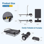 Electric Platform Trucks,Foldable Push Cart Dolly 661 LBS Capacity, 1000W Powered Heavy Duty Flatbed Cart with 360° Swivel Wheels for Warehouse Material Handling