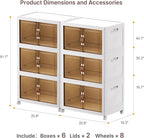 Extra Large Stackable Storage Bins with Lids & Wheels & Door, 896QT-112QT/28GAL*8Pack Foldable Collapsible Closet Organizers, Plastic containers drawers for bedroom Dorm