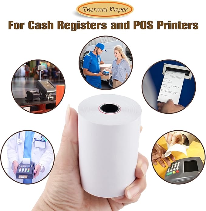 (10 Rolls) 3 1/8" x 119' Thermal Paper, POS Receipt Paper for Retail Business Cash Register, Fits Most Credit Card Terminal