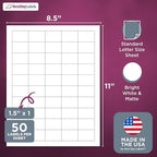 NextDayLabels – 1.5" x 1" Rectangular Sticker Labels for Printer - White Laser/Inkjet Printer Labels Return Address Labels Shipping Label Stickers (25 Sheets, 50 Per Sheet, 1250 Labels)