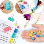 Paper Clips Binder Clips, Colored Office Clips Set - Back to School Supplies- Assorted Sizes Paperclips Paper Clamps Rubber Bands for Office and School Supplies, Document Organizing